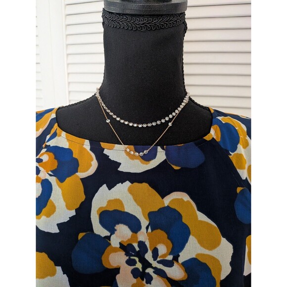 Cabi Blouse Women’s M Blue Yellow Floral Chiffon Lydia Top Cottagecore Career - Picture 2 of 13